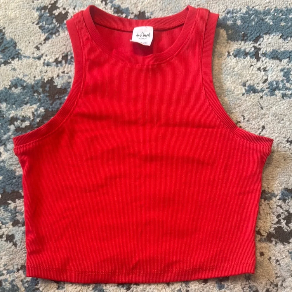 Red Ribbed Tank Top - Picture 1 of 4
